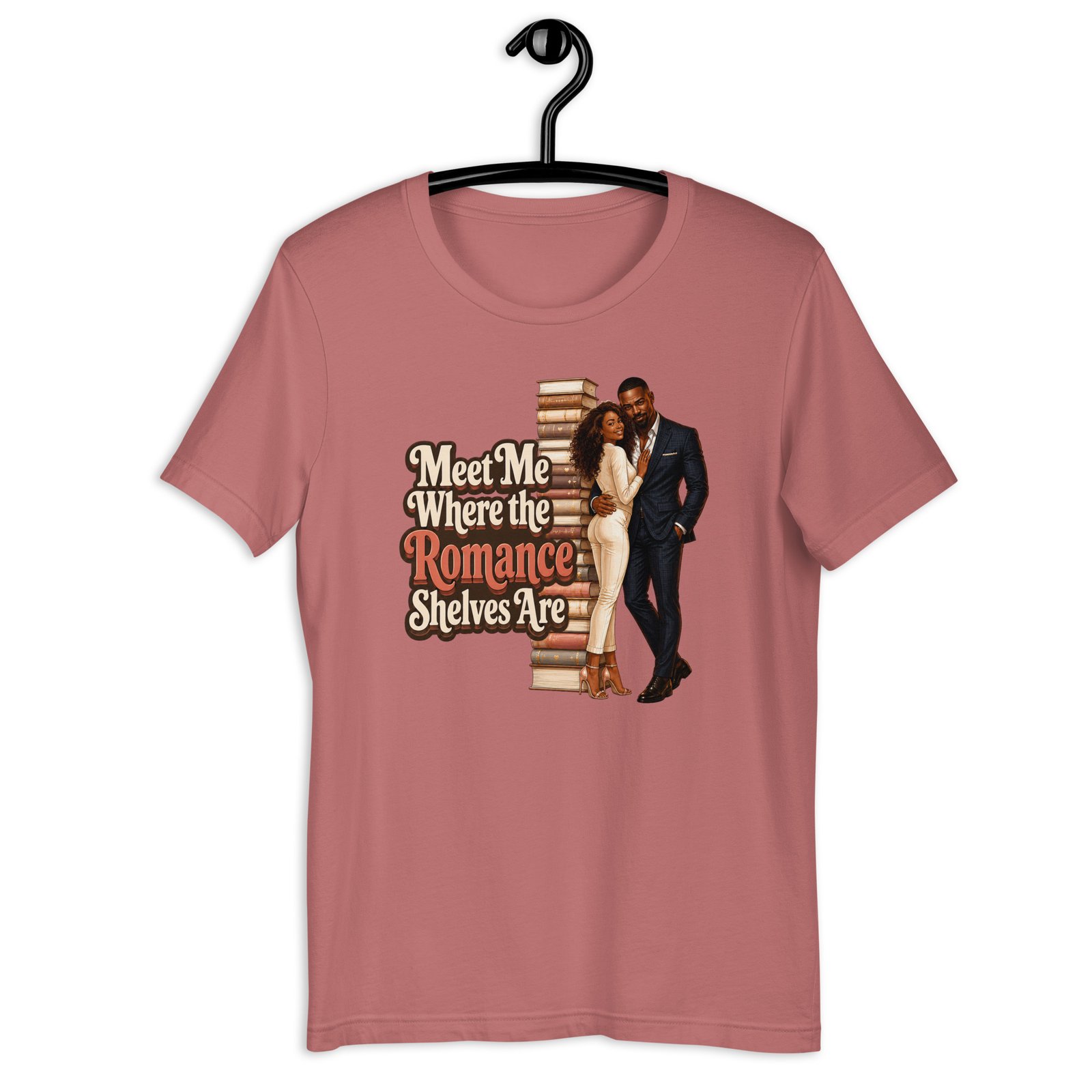 unisex-staple-t-shirt-mauve-front-6a026241437cf.jpg Meet Me Where the Romance Shelves Are Graphic Tee - Image 7