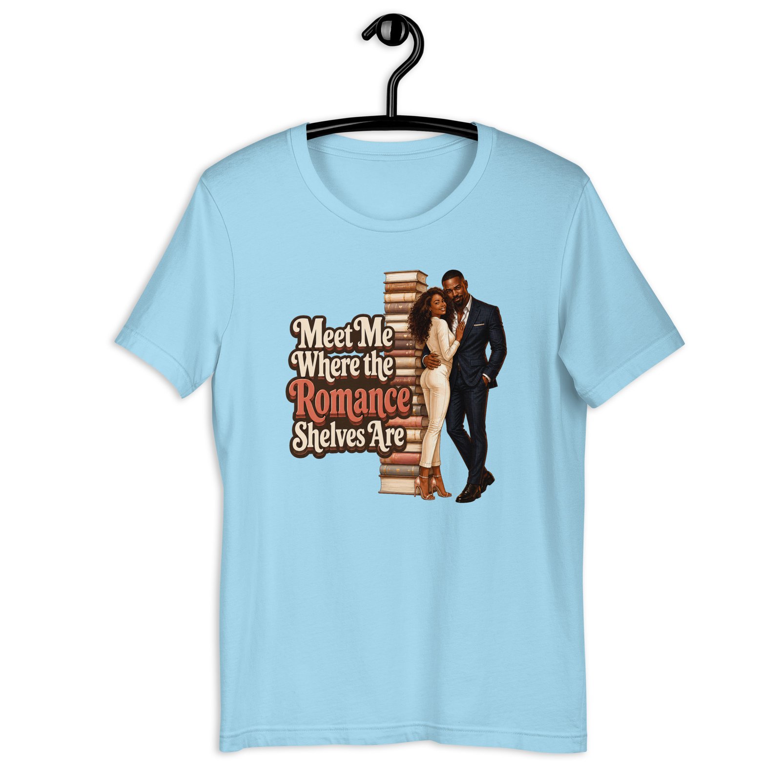unisex-staple-t-shirt-ocean-blue-front-6a0262419420c.jpg Meet Me Where the Romance Shelves Are Graphic Tee - Image 10