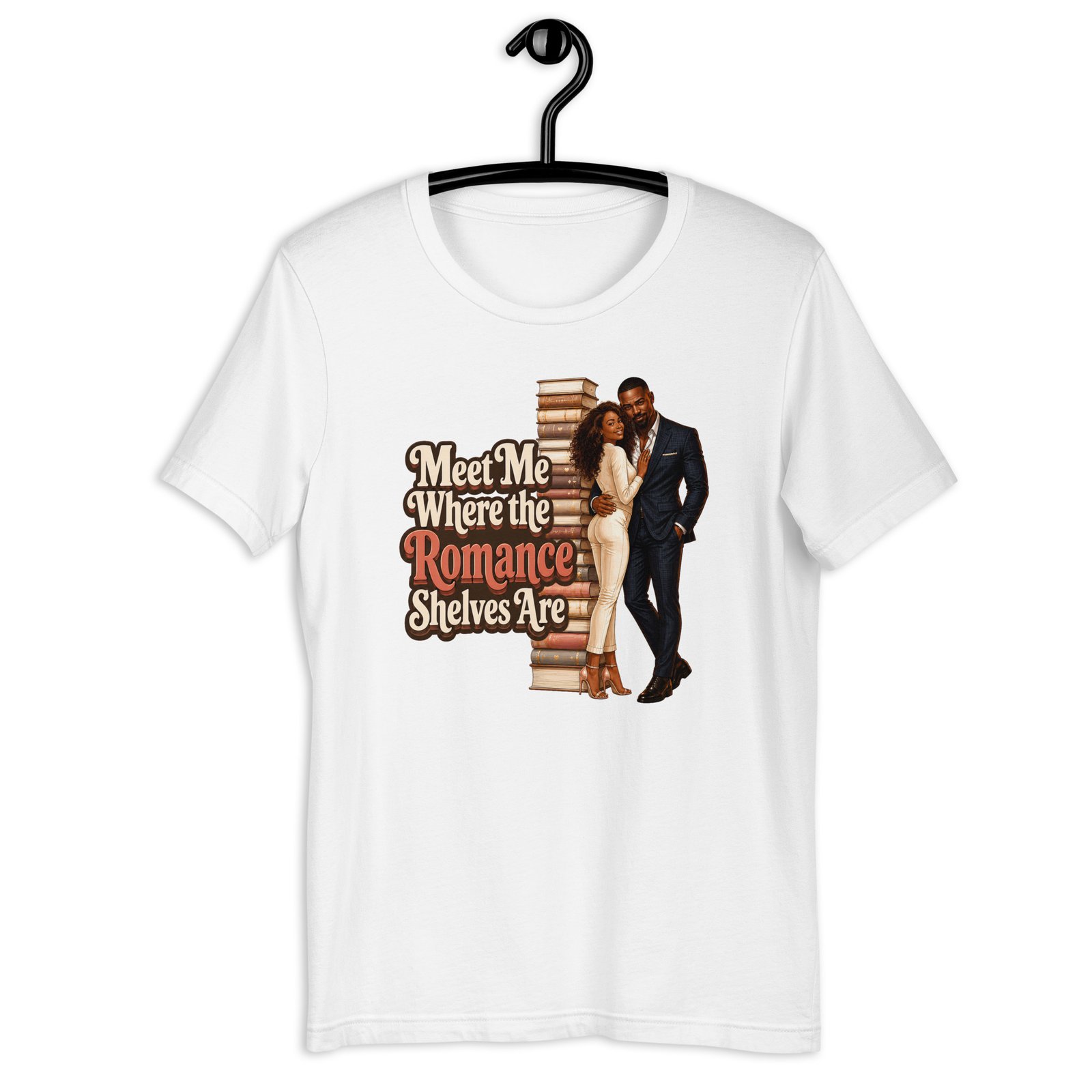 unisex-staple-t-shirt-white-front-6a02624241309.jpg Meet Me Where the Romance Shelves Are Graphic Tee - Image 13
