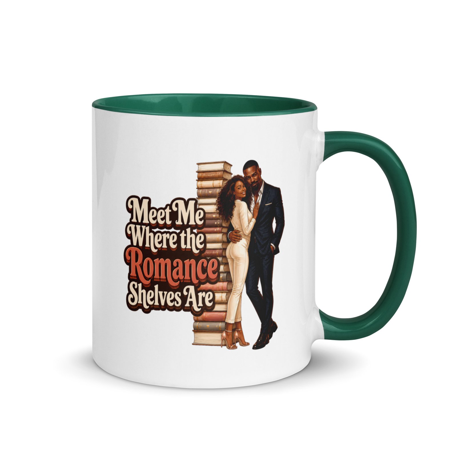 white-ceramic-mug-with-color-inside-dark-green-11-oz-right-6a17aa8394021.jpg Meet Me Where the Romance Shelves Are Mug w/Color Inside - Image 8