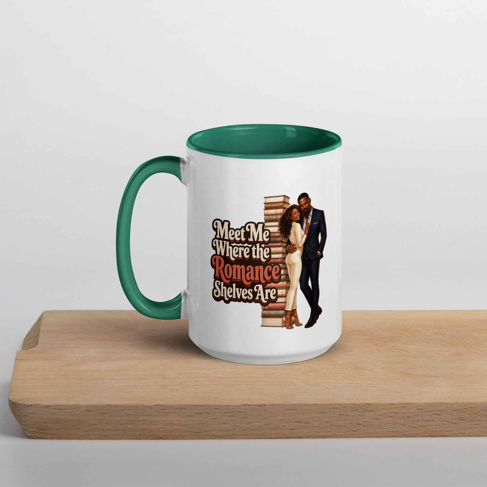 white-ceramic-mug-with-color-inside-dark-green-15-oz-left-6a4ae8b0c77df Meet Me Where the Romance Shelves Are Mug w/Color Inside - Image 12