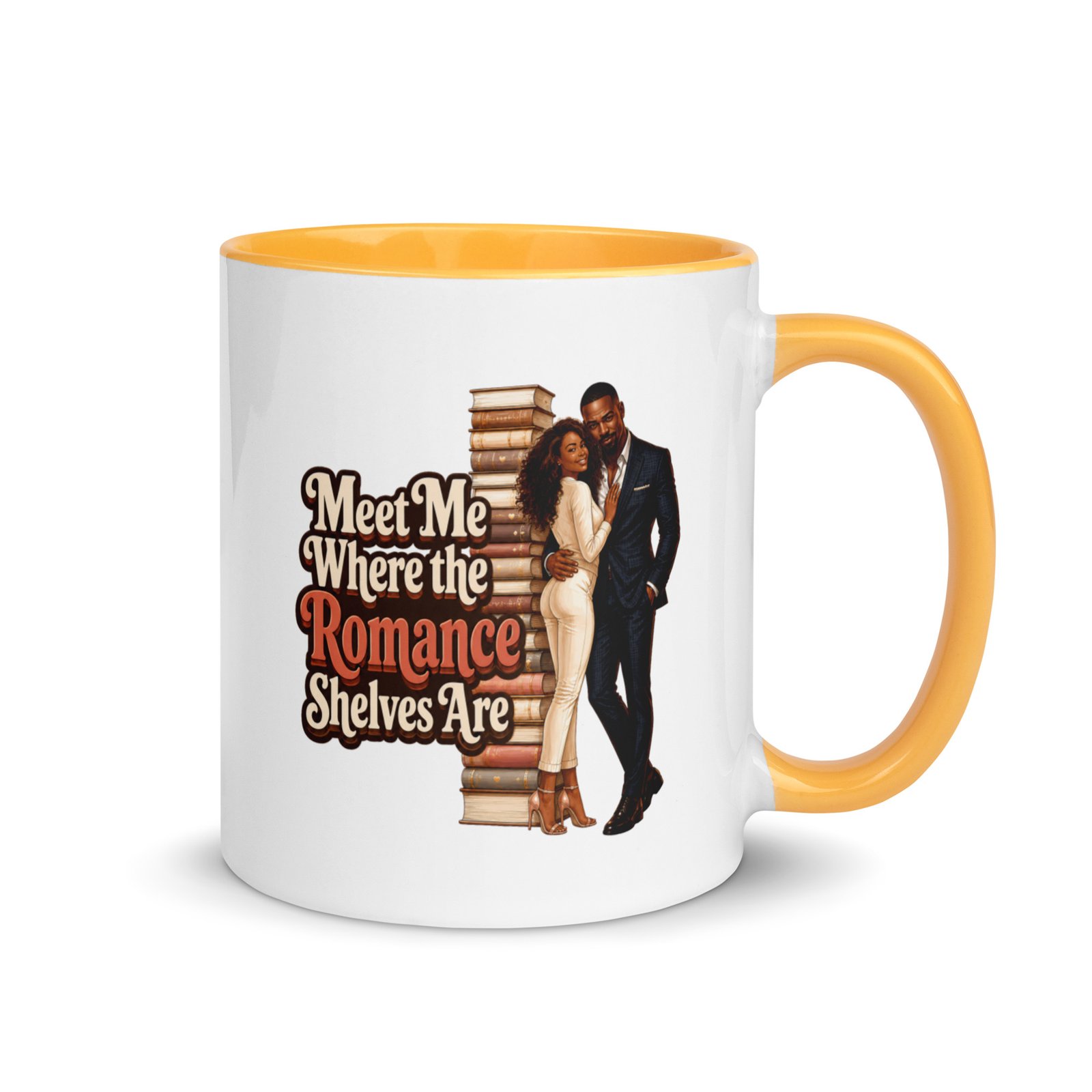 white-ceramic-mug-with-color-inside-golden-yellow-11-oz-right-6a17aa8394a6e.jpg Meet Me Where the Romance Shelves Are Mug w/Color Inside - Image 11