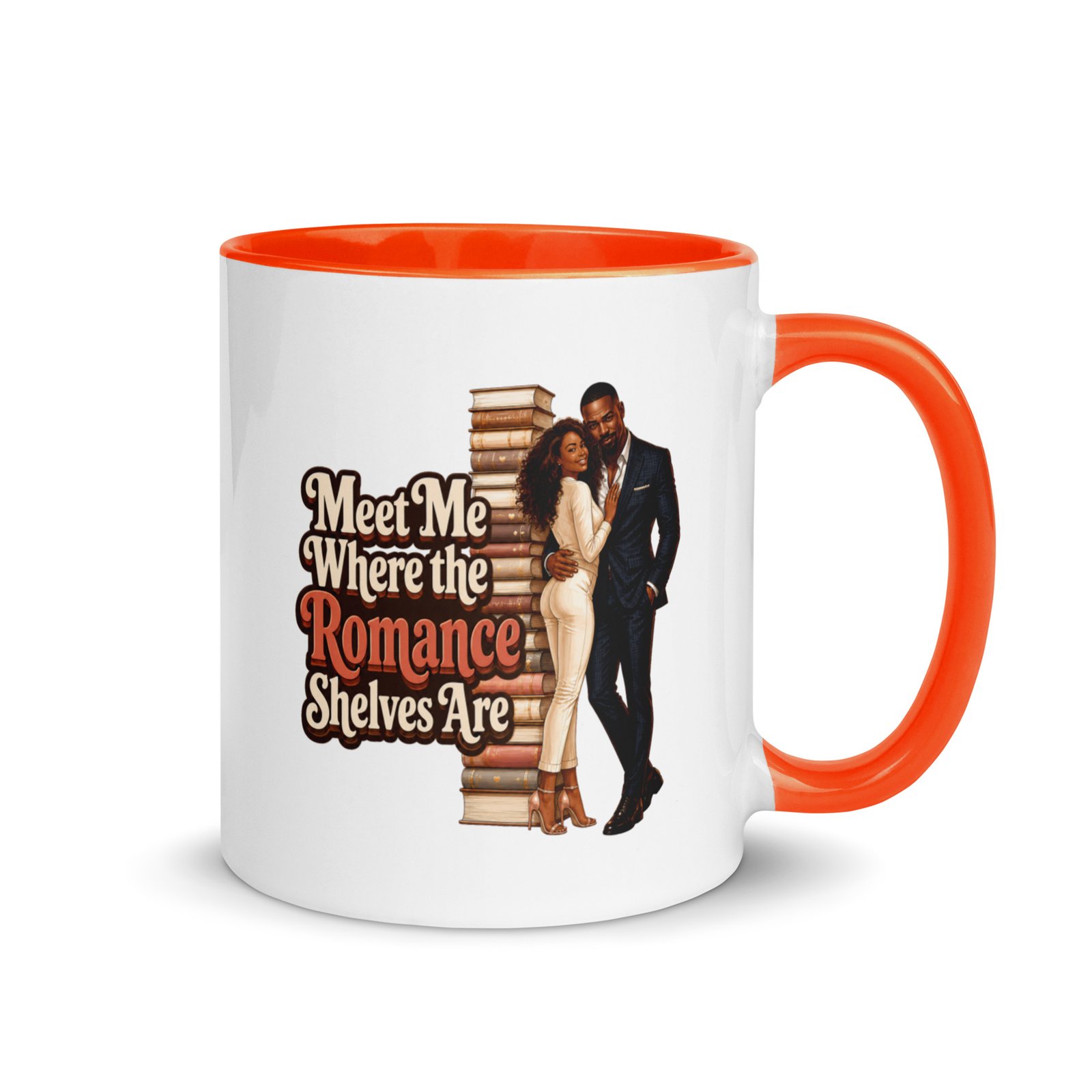 white-ceramic-mug-with-color-inside-orange-11-oz-right-6a17aa839210f.jpg Meet Me Where the Romance Shelves Are Mug w/Color Inside