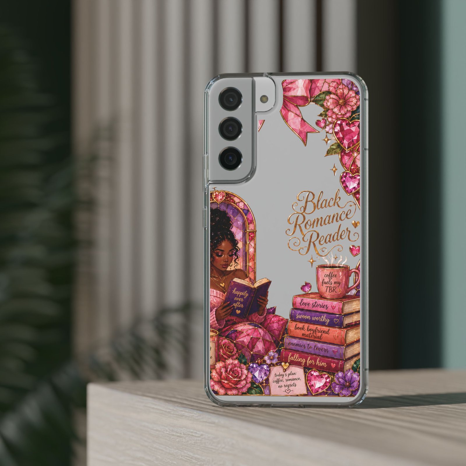 10051187277387924602_2048-1.jpeg Black Romance Reader Playful Stained Glass Clear Phone Case - Image 5