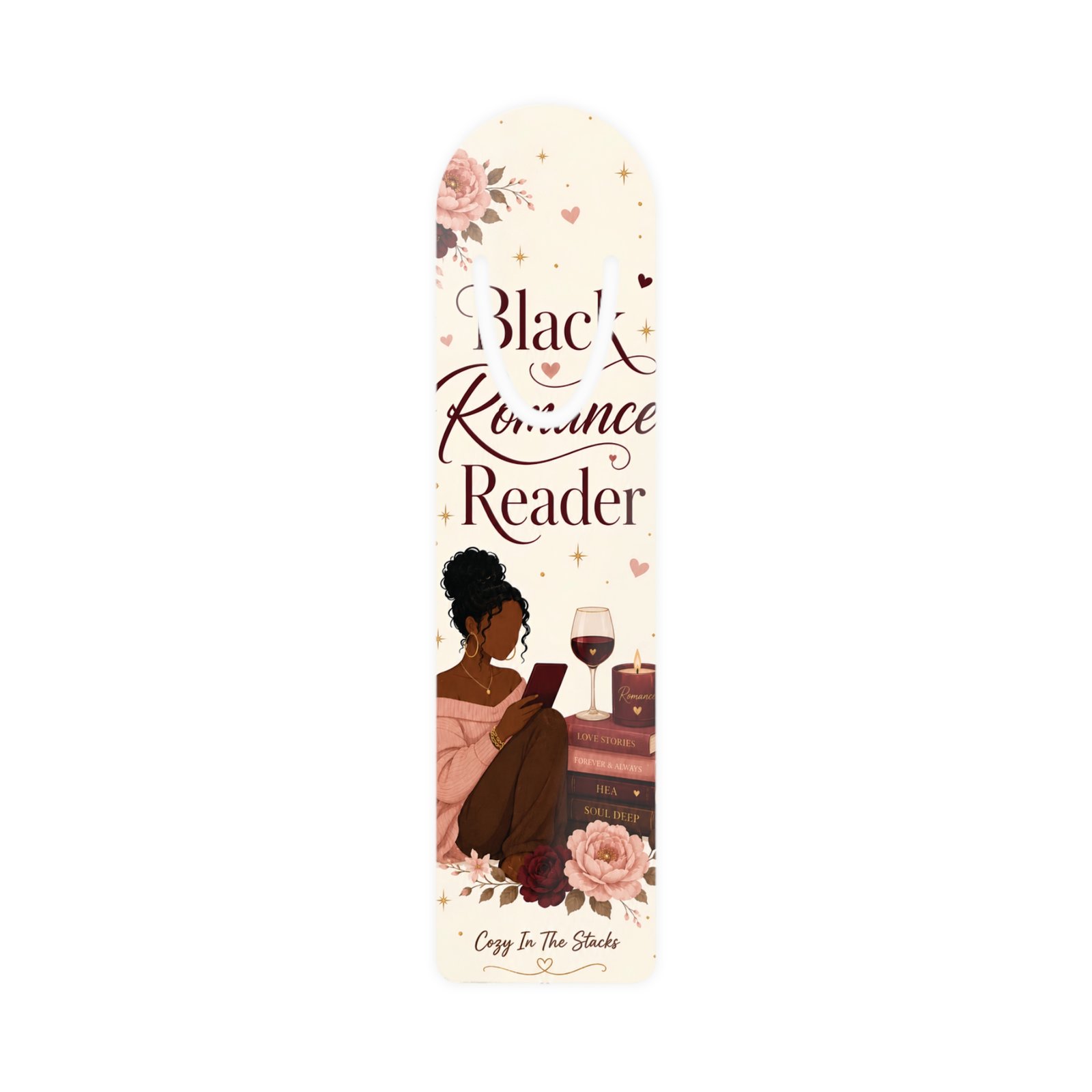 11304157694212253202_2048.jpeg Black Romance Reader Aluminum Bookmark | Cozy Bookish Gift for Romance Readers