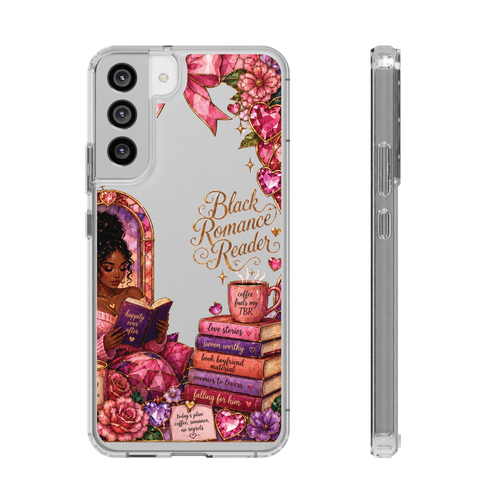 14126740239637081542_2048-1.jpeg Black Romance Reader Playful Stained Glass Clear Phone Case - Image 4