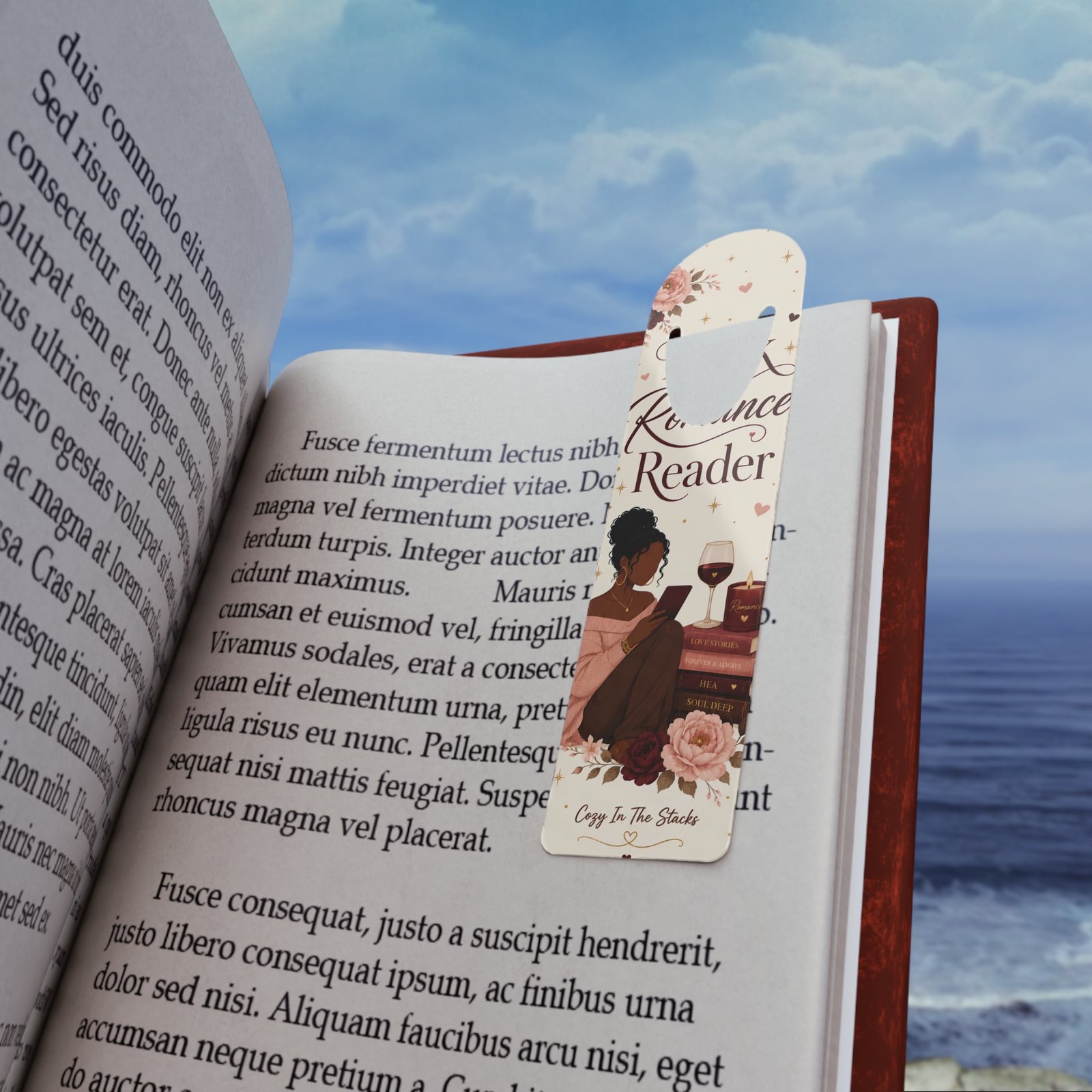 16487303120928249751_2048.jpeg Black Romance Reader Aluminum Bookmark | Cozy Bookish Gift for Romance Readers - Image 4