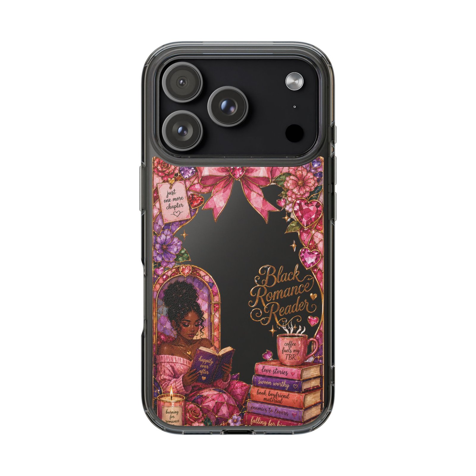 18212143775969874324_2048.jpeg Black Romance Reader Playful Stained Glass Clear Phone Case - Image 9