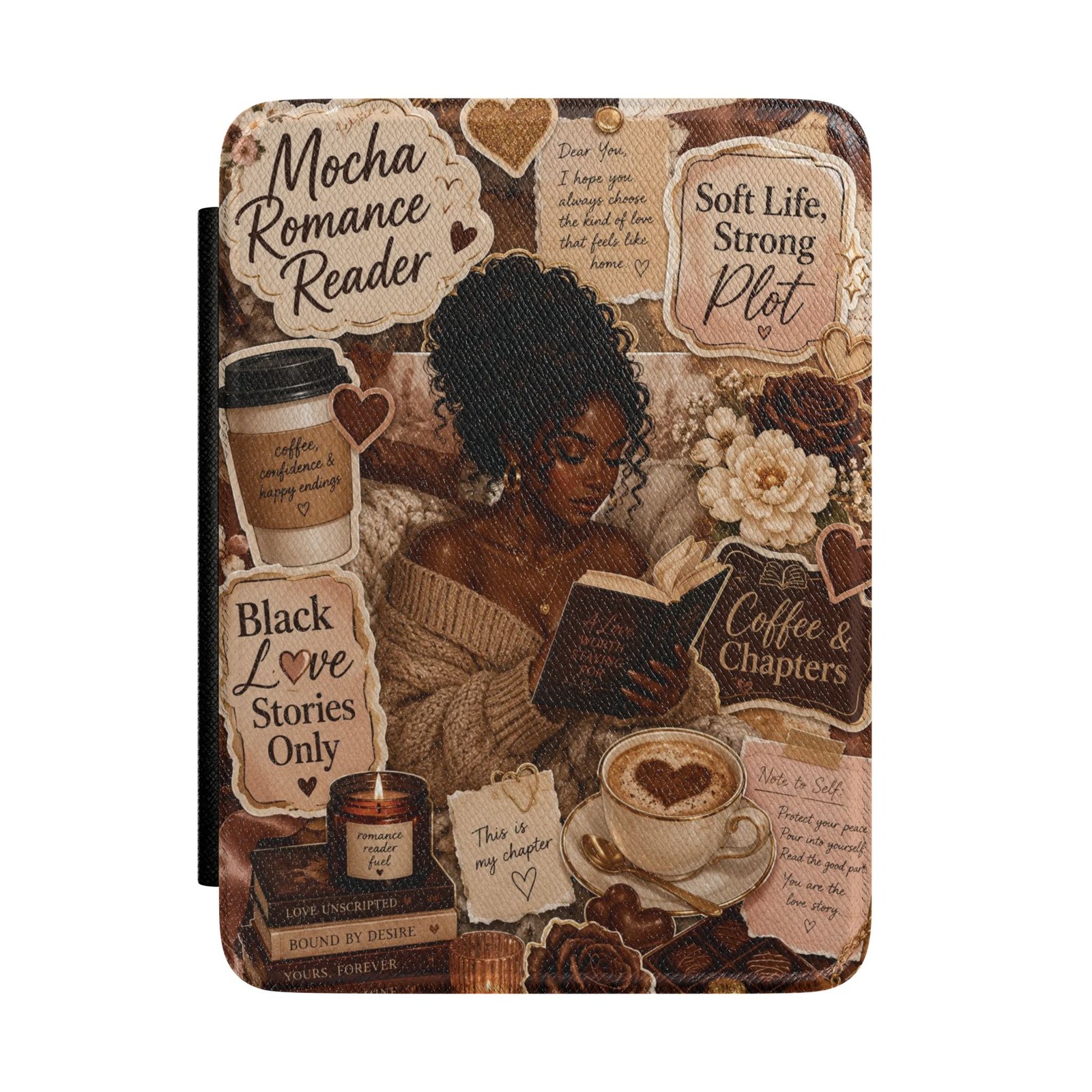 2038740434849818956_2048_custom.jpeg Mocha Romance Reader Kindle Case | Black Romance E-Reader Case