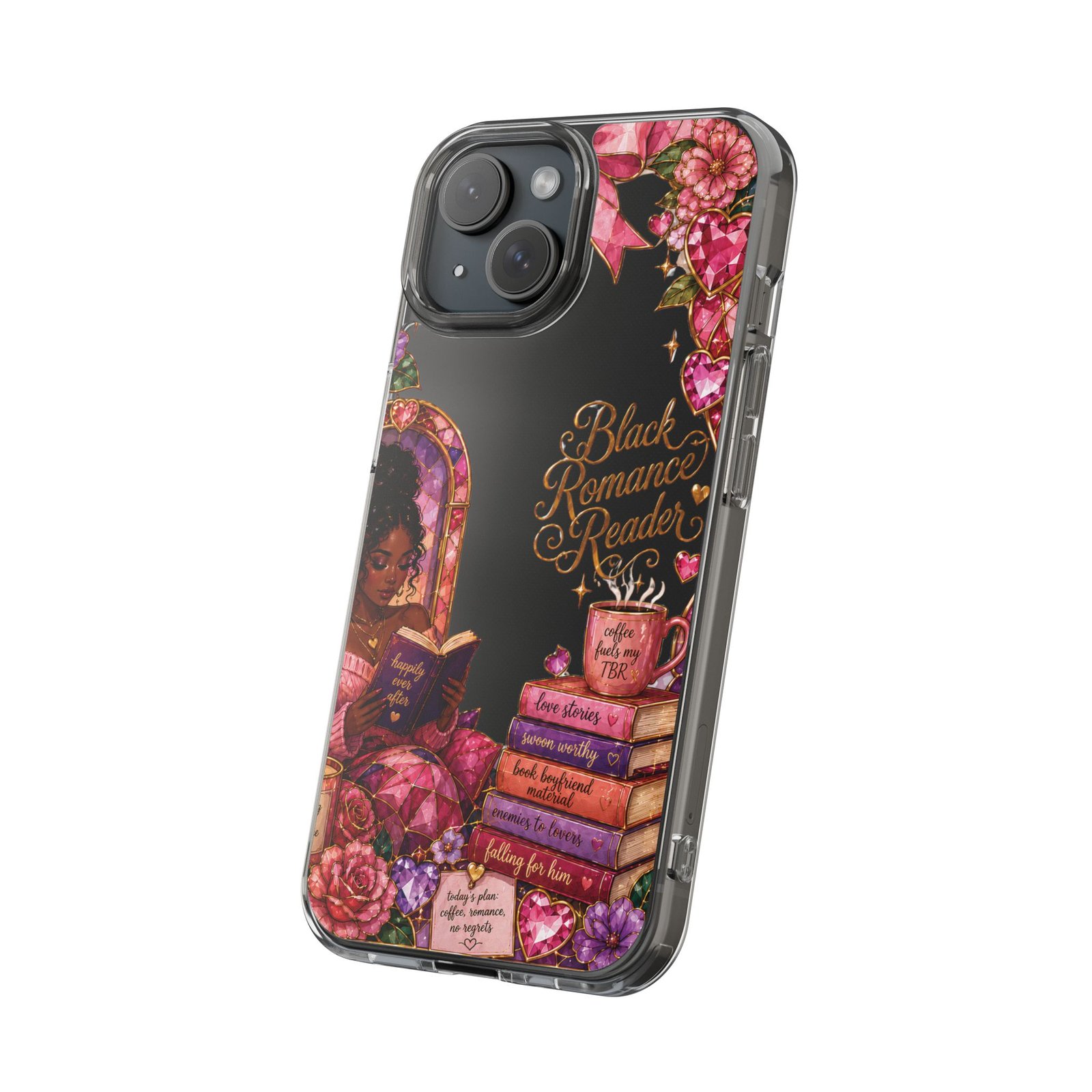 2738542132429102179_2048-1.jpeg Black Romance Reader Playful Stained Glass Clear Phone Case - Image 7