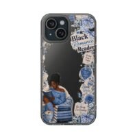 Black Romance Reader Blue Cozy Collage Clear Phone Case