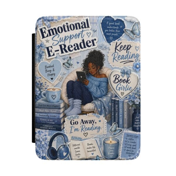 Emotional Support E-Reader Kindle Case | Blue Cozy Book Girlie Case