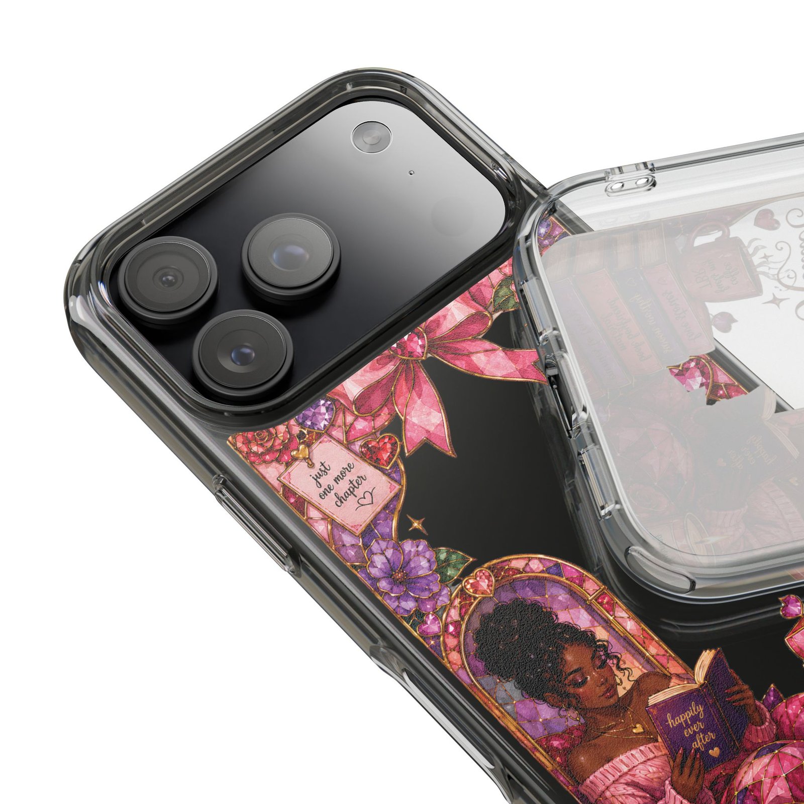 7867121116599557652_2048.jpeg Black Romance Reader Playful Stained Glass Clear Phone Case - Image 11