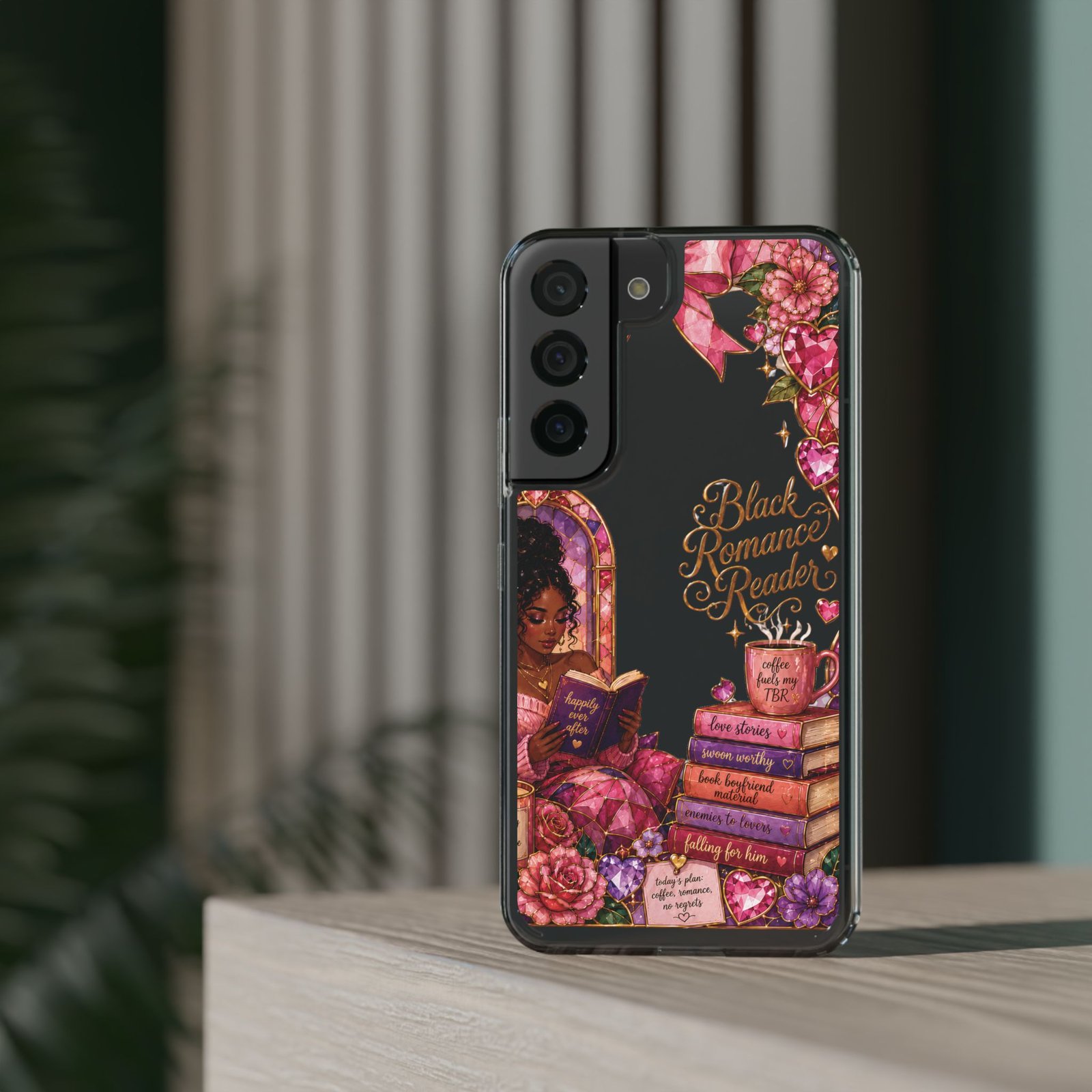 9779819733462416094_2048-1.jpeg Black Romance Reader Playful Stained Glass Clear Phone Case - Image 3