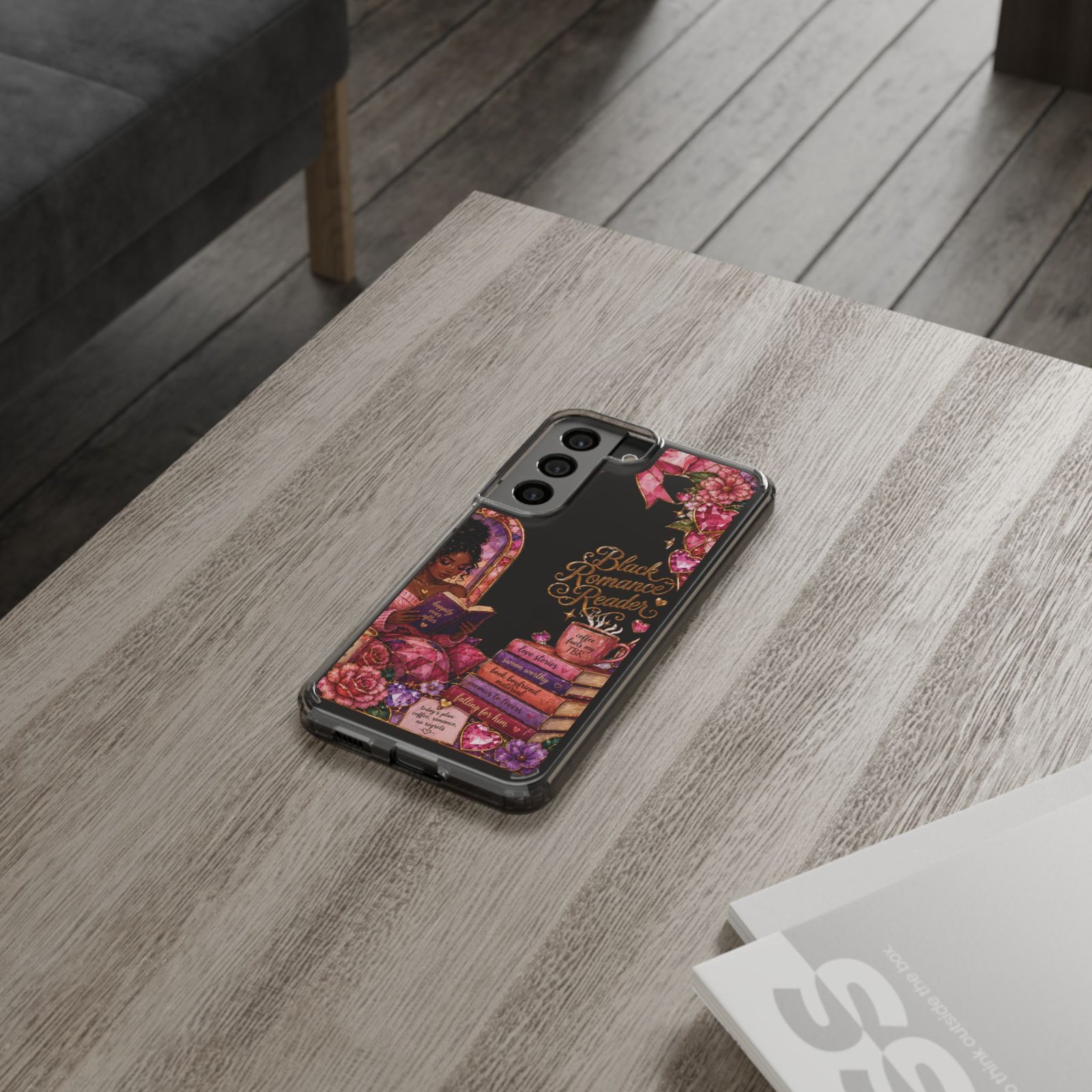 9946385896757829478_2048-1.jpeg Black Romance Reader Playful Stained Glass Clear Phone Case - Image 2