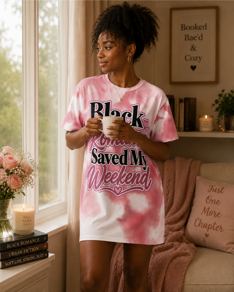 Mockup Photos (2) Black Romance Saved My Weekend Cotton Lounge Dress - Image 3