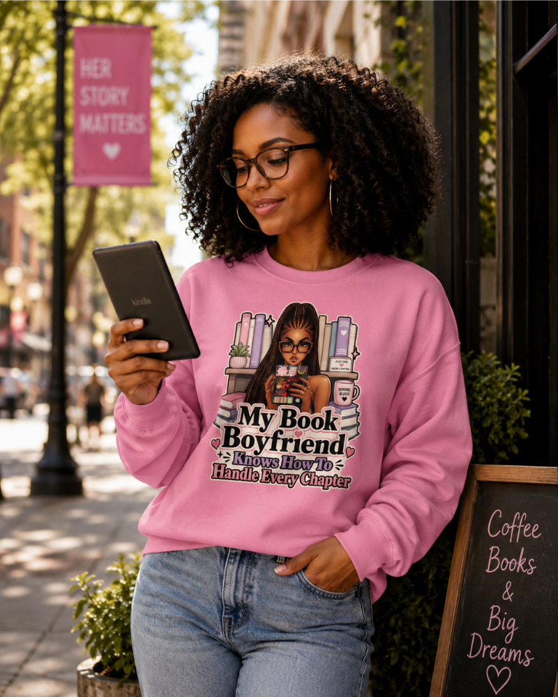 Mockup Photos Book Boyfriend Chapter Handler Organic Crew Neck Sweatshirt - Image 3