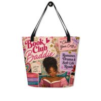Book Club Baddie Print Tote Bag | Romance Reader Tote with Pocket
