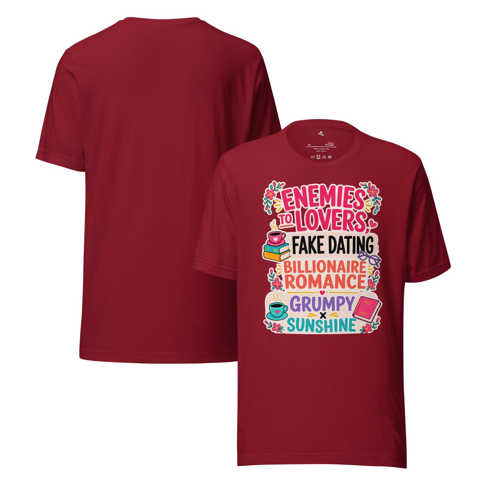 unisex-staple-t-shirt-cardinal-front-and-back-6a49b11554c2b Romance Trope Lover Graphic Tee - Image 7