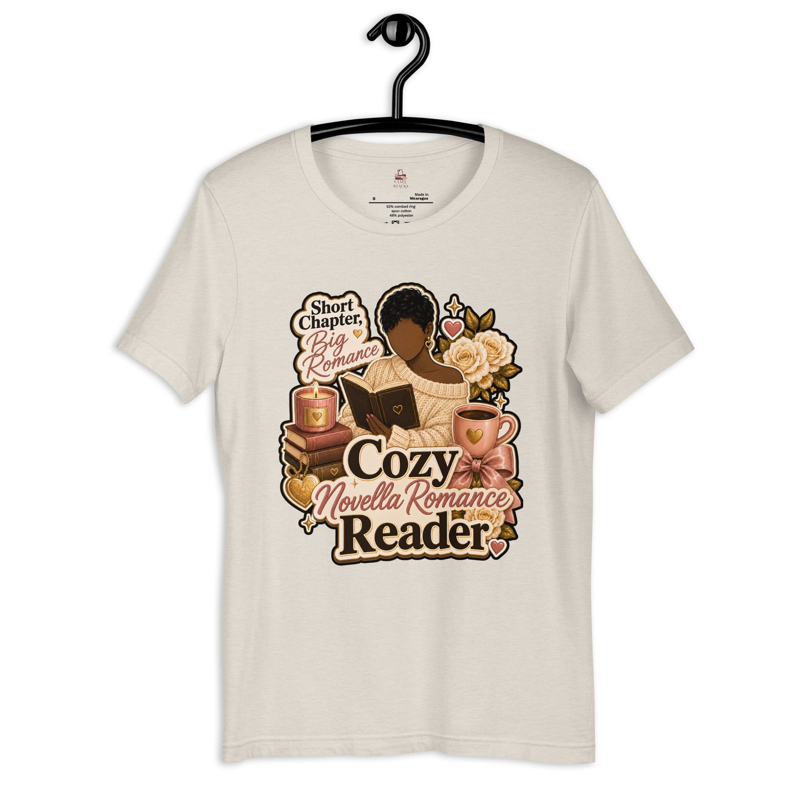 unisex-staple-t-shirt-heather-dust-front-6a408edb8e00f.jpg Cozy Novella Romance Reader Graphic Tee - Image 9