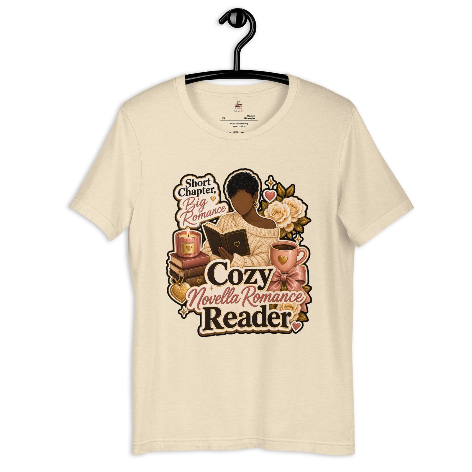 unisex-staple-t-shirt-heather-natural-front-6a408edbc95b7.jpg Cozy Novella Romance Reader Graphic Tee - Image 11