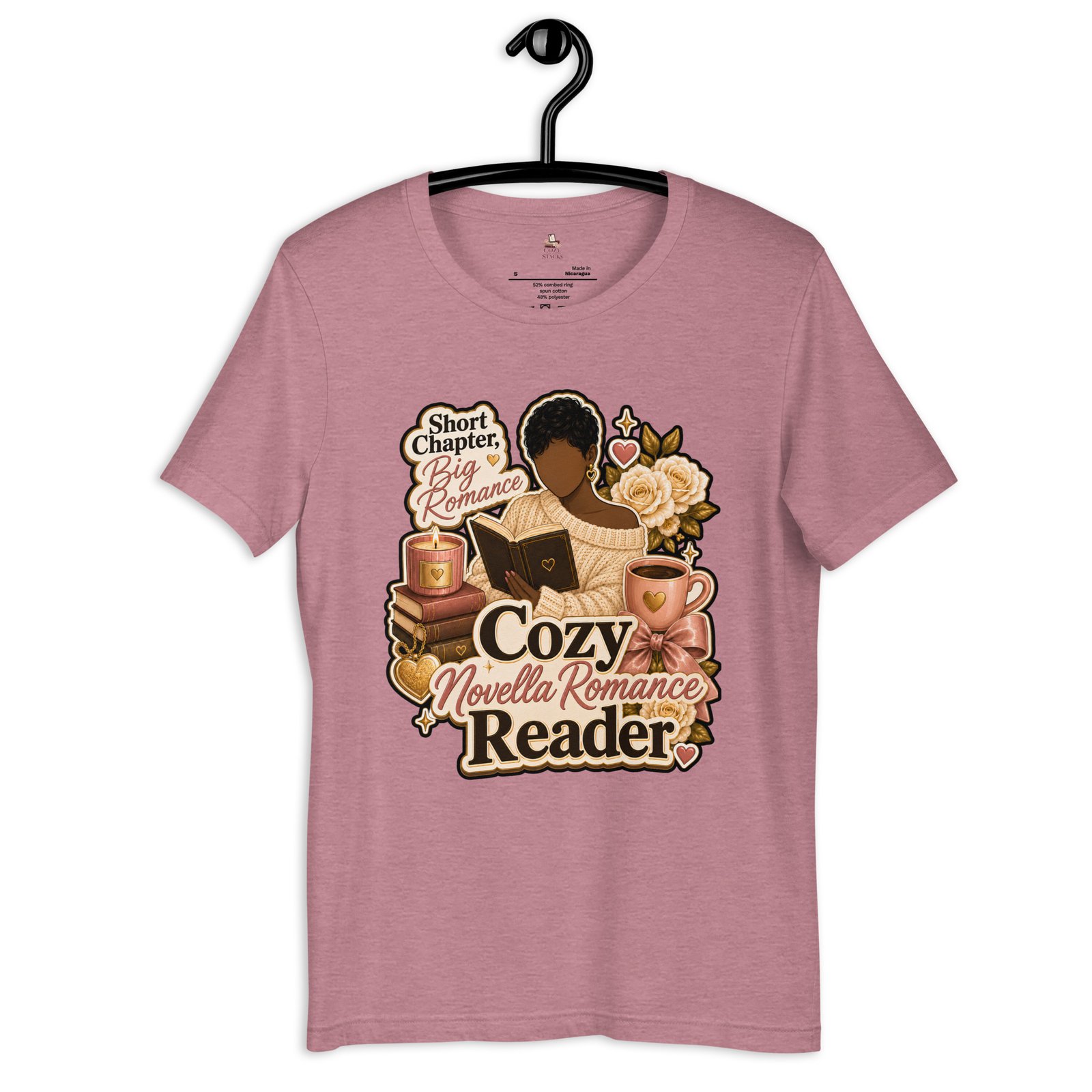 unisex-staple-t-shirt-heather-orchid-front-6a408edb7a09d.jpg Cozy Novella Romance Reader Graphic Tee - Image 8