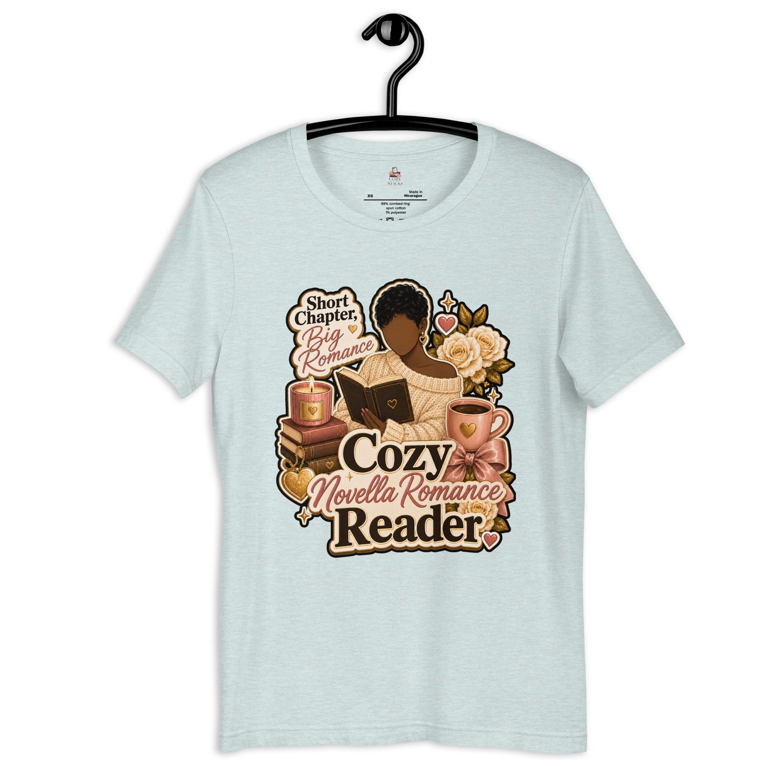 unisex-staple-t-shirt-heather-prism-ice-blue-front-6a408edba4426.jpg Cozy Novella Romance Reader Graphic Tee - Image 10