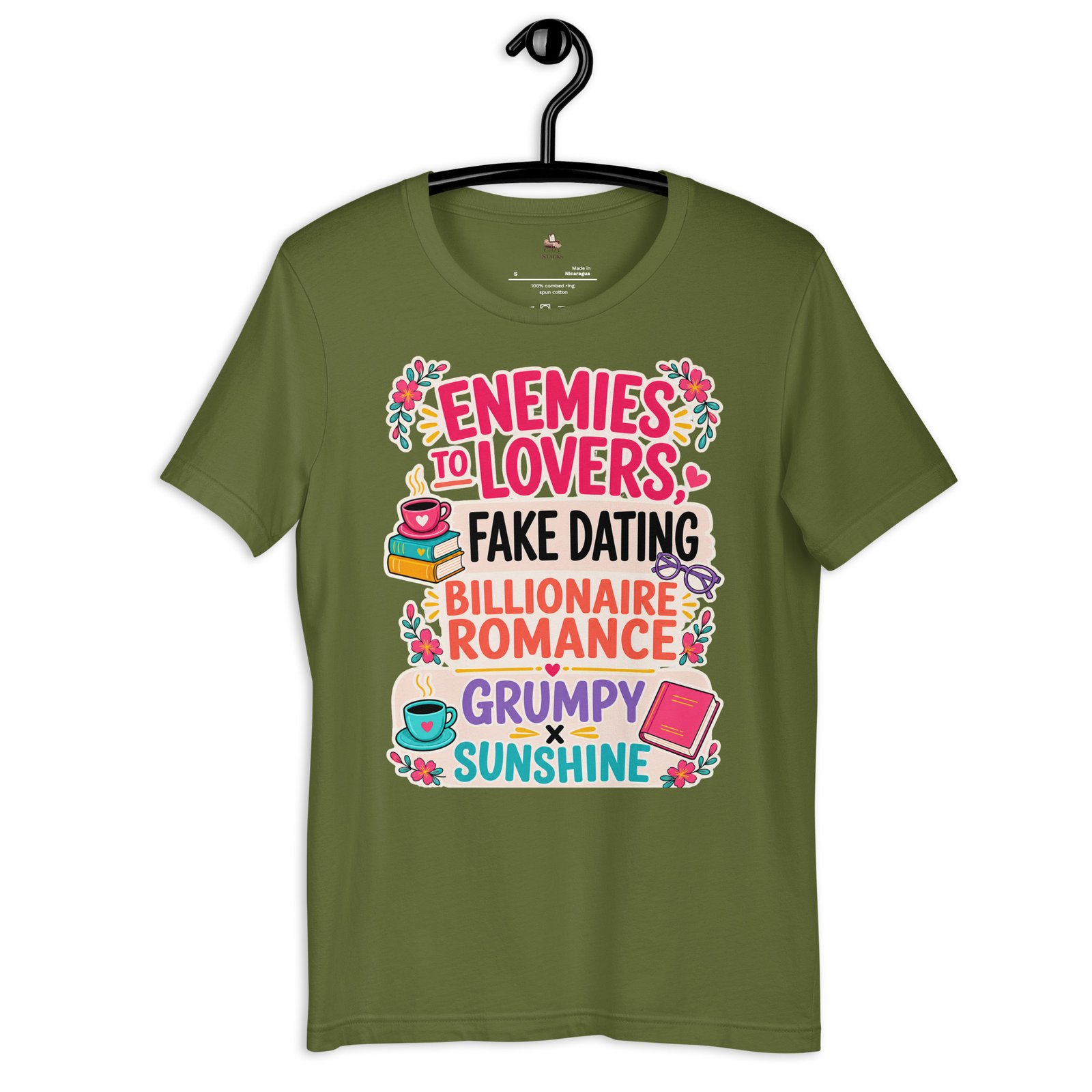 unisex-staple-t-shirt-olive-front-6a3ada2f562ca.jpg Romance Trope Lover Graphic Tee - Image 12