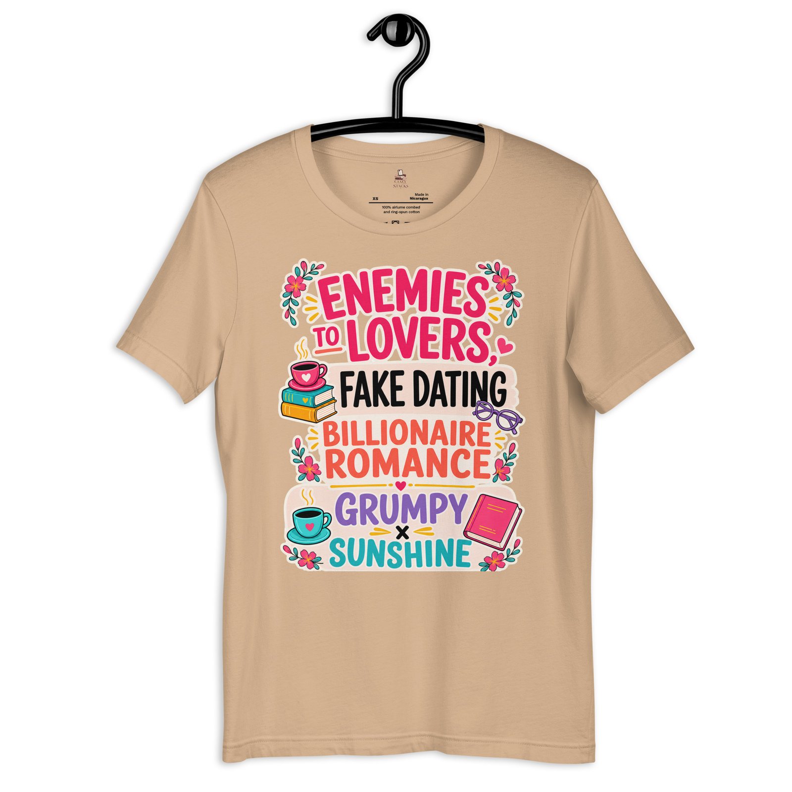 unisex-staple-t-shirt-tan-front-6a3ada2f8d352.jpg Romance Trope Lover Graphic Tee - Image 15