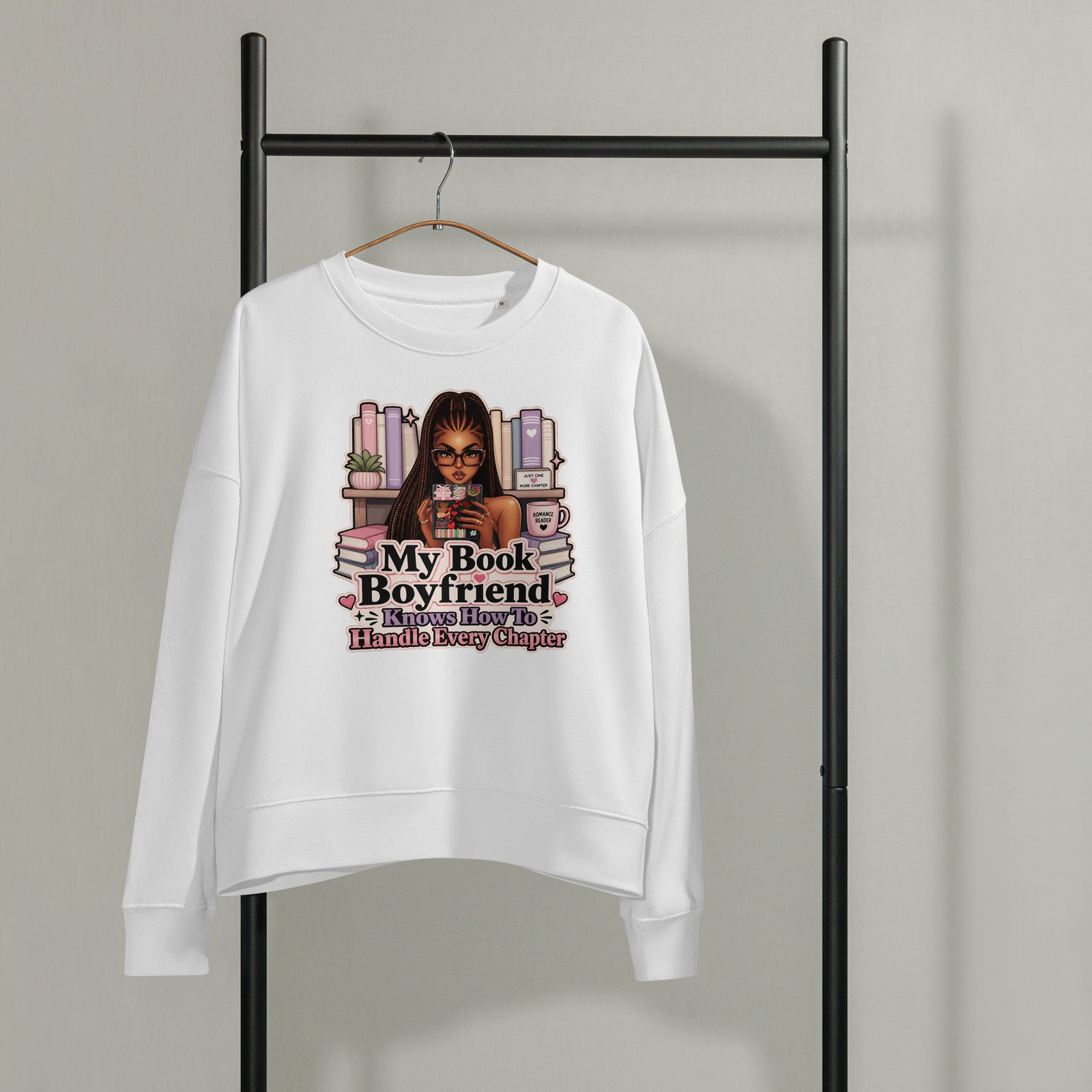 womens-organic-crew-neck-stella-alma-sweatshirt-white-front-6a28909b86a3b.jpg Book Boyfriend Chapter Handler Organic Crew Neck Sweatshirt - Image 4