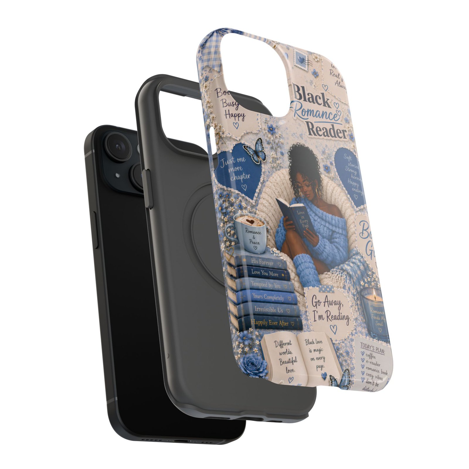 7903996926555168187_2048.jpeg Black Romance Reader Blue Cozy Collage Solid Phone Case - Image 4