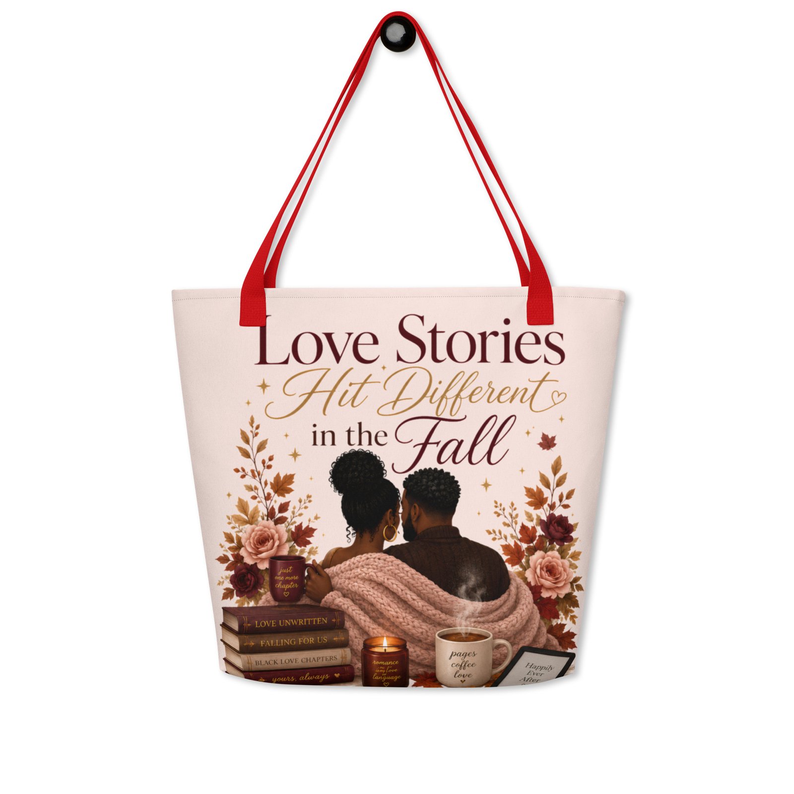 all-over-print-large-tote-bag-w-pocket-red-back-6a48778c39c53.jpg Love Stories Hit Different in the Fall Tote Bag - Image 3
