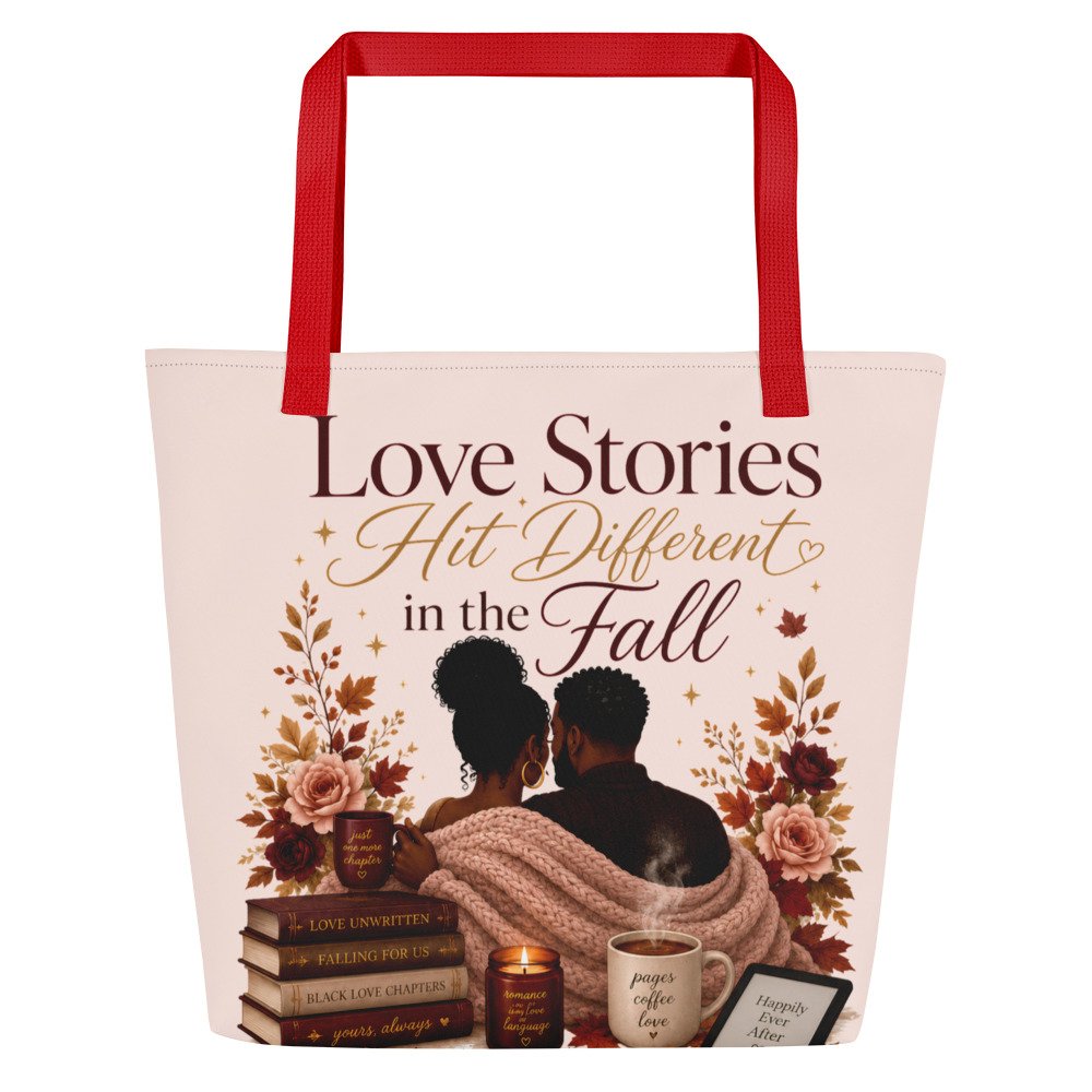 all-over-print-large-tote-bag-w-pocket-red-front-6a49a9759f357 Love Stories Hit Different in the Fall Tote Bag - Image 8