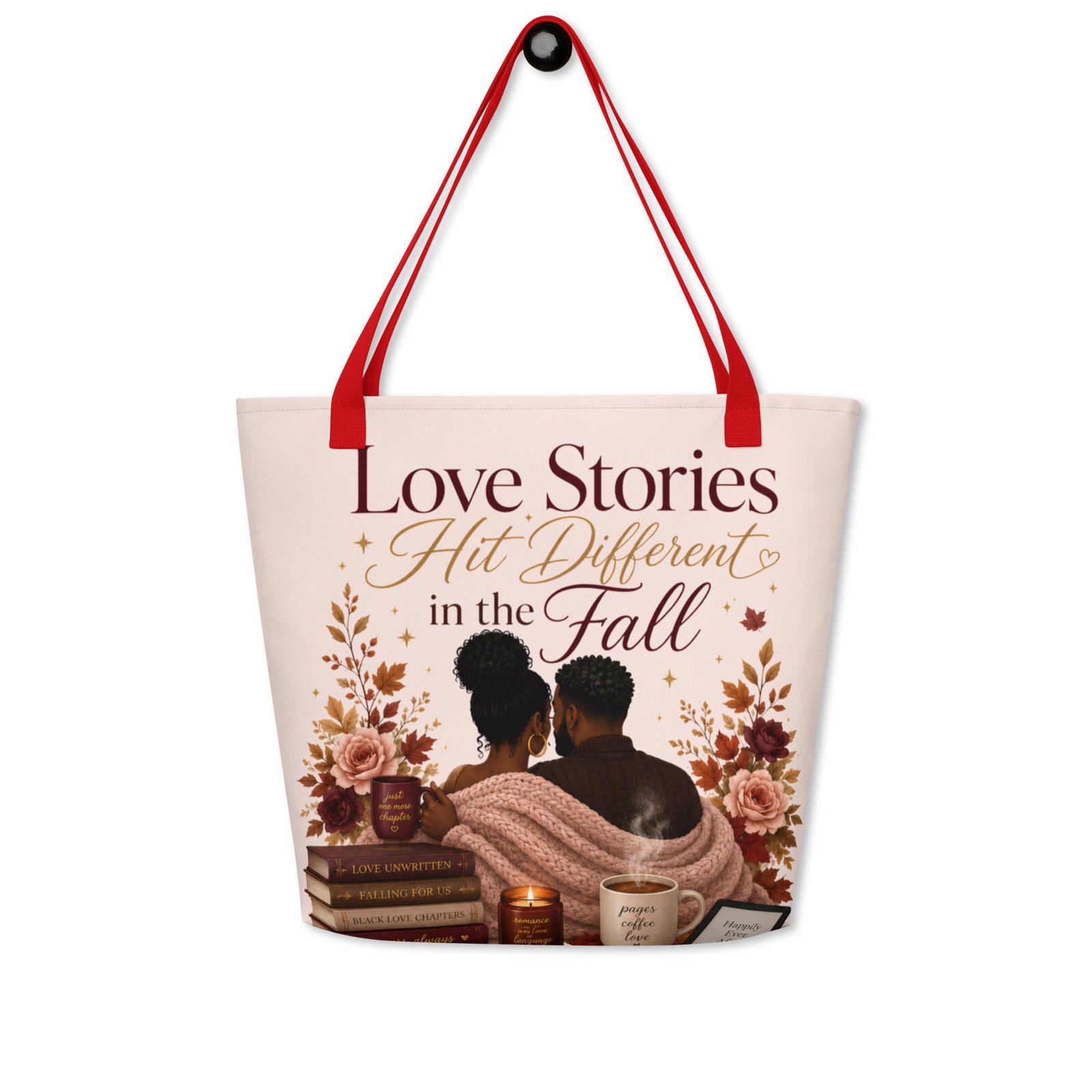 all-over-print-large-tote-bag-w-pocket-red-front-6a49a9759f8ac Love Stories Hit Different in the Fall Tote Bag - Image 7
