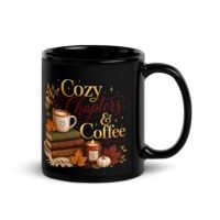 Cozy Chapters & Coffee Glossy Black Mug