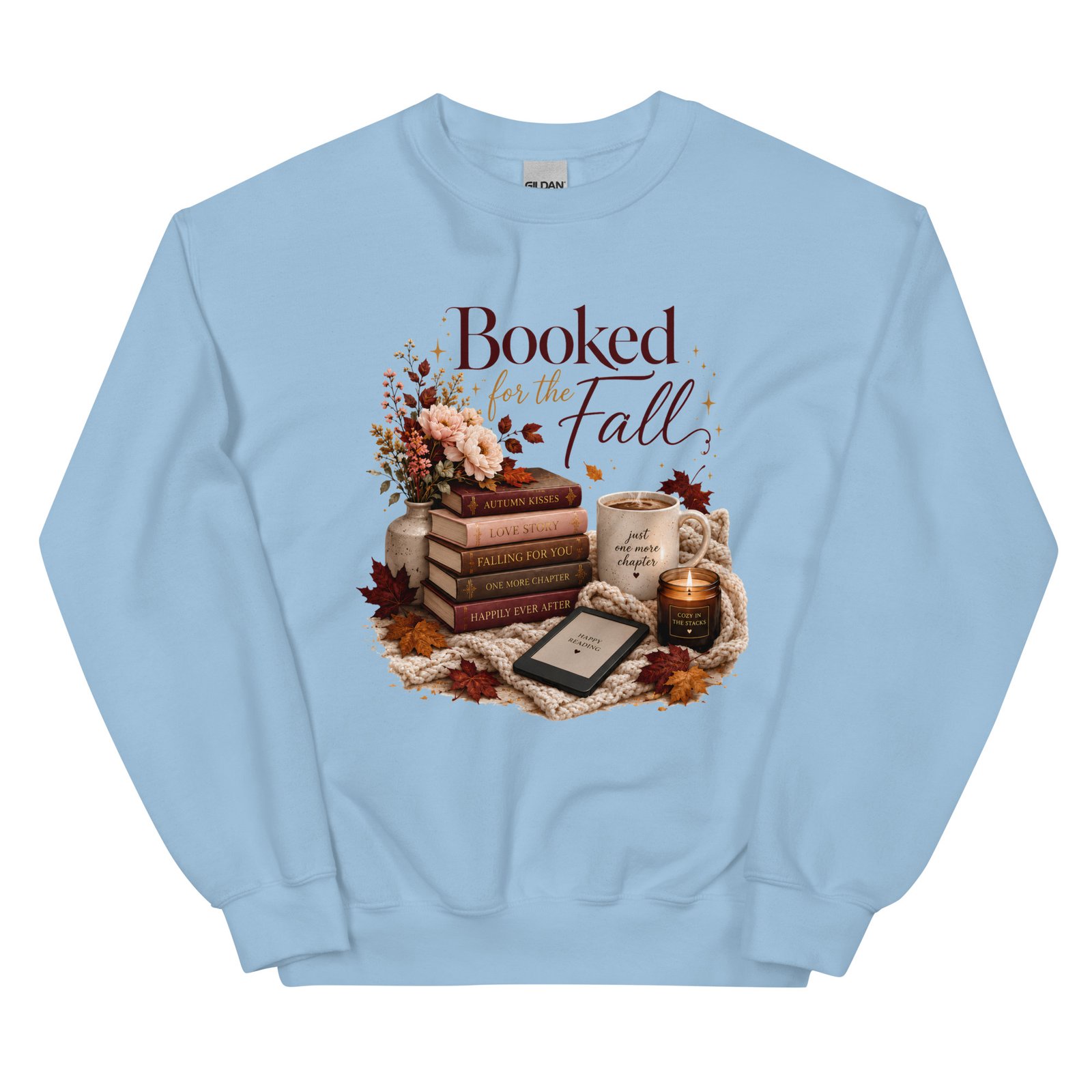 unisex-crew-neck-sweatshirt-light-blue-front-6a4857d02e2ba.jpg Booked for the Fall Cozy Reader Sweatshirt - Image 5