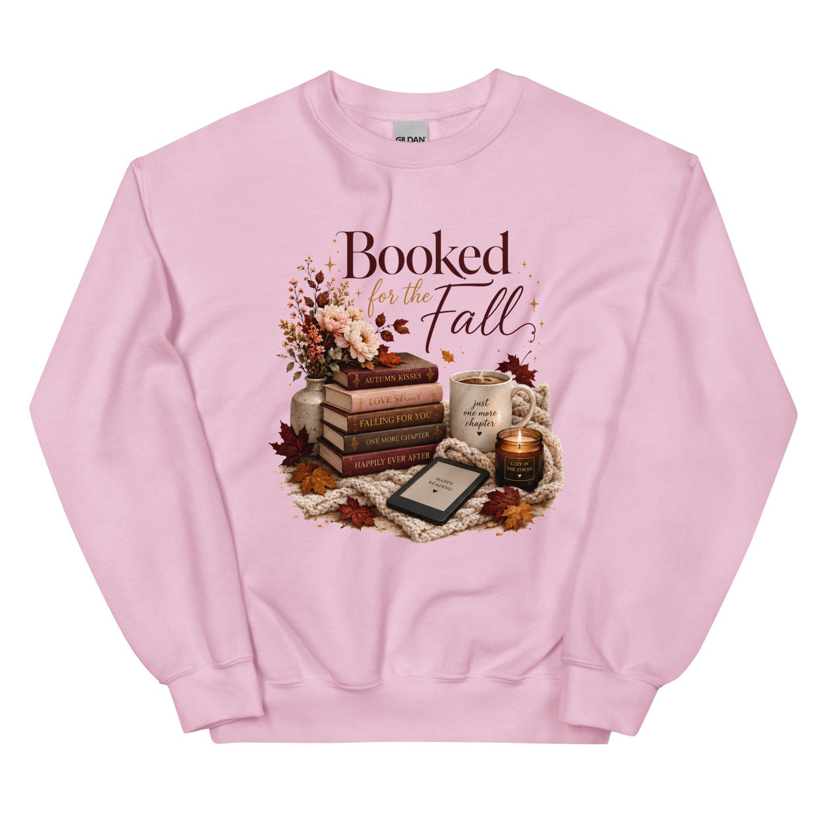 unisex-crew-neck-sweatshirt-light-pink-front-6a4857d036010.jpg Booked for the Fall Cozy Reader Sweatshirt - Image 7