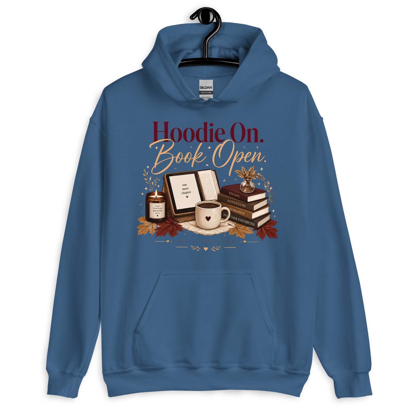 unisex-heavy-blend-hoodie-indigo-blue-front-6a47267d9a001.jpg Hoodie On, Book Open Cozy Reader Hoodie - Image 5