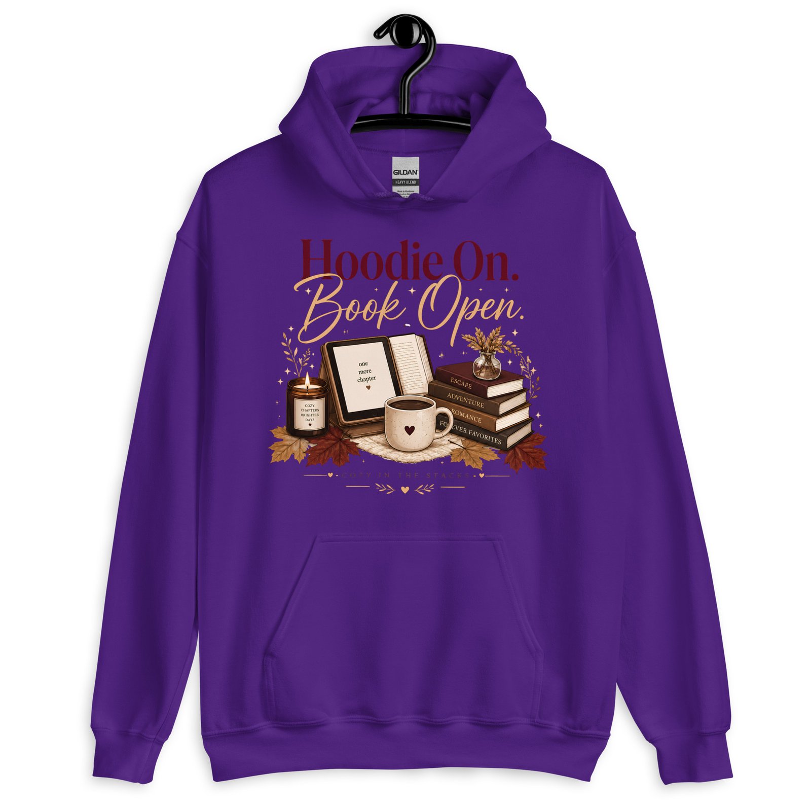 unisex-heavy-blend-hoodie-purple-front-6a47267d96d39.jpg Hoodie On, Book Open Cozy Reader Hoodie - Image 4