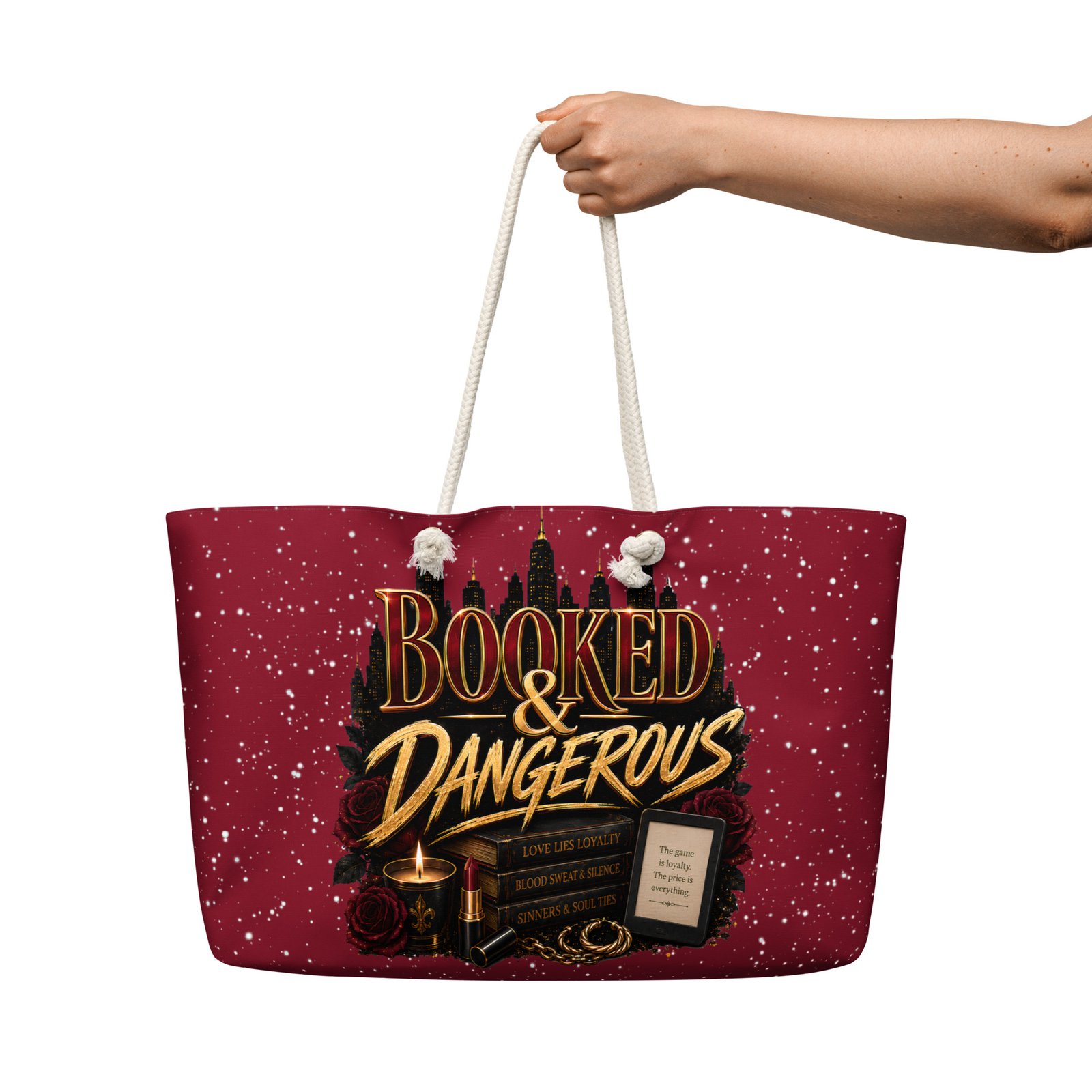 weekender-bag-white-24x13-front-6a49ad721477a Booked & Dangerous Urban Fiction Weekender Tote Bag - Image 7