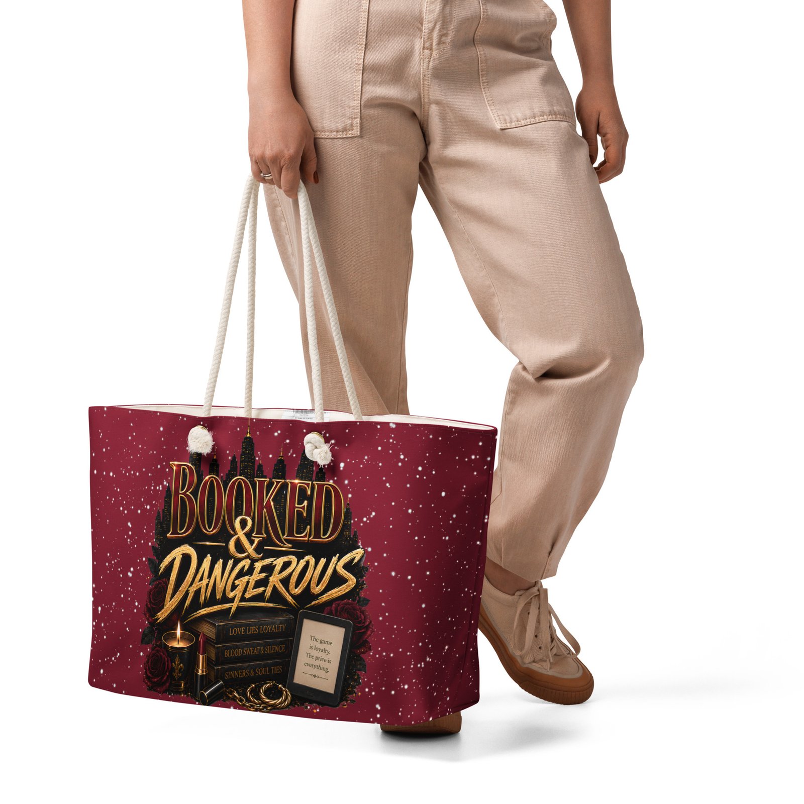 weekender-bag-white-24x13-front-6a49ad7214d9e Booked & Dangerous Urban Fiction Weekender Tote Bag - Image 6