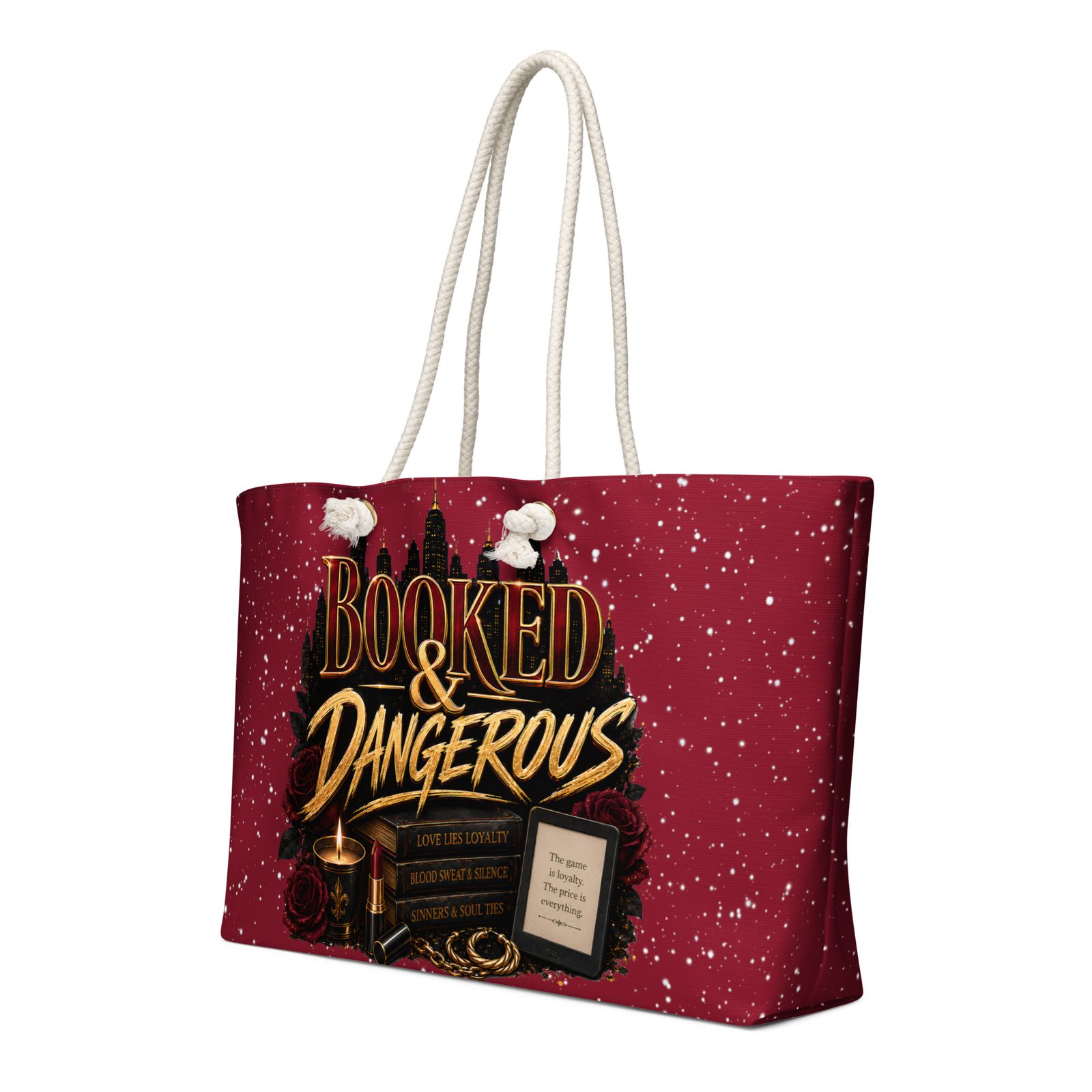 weekender-bag-white-24x13-left-front-6a498a35e1b13.jpg Booked & Dangerous Urban Fiction Weekender Tote Bag - Image 2